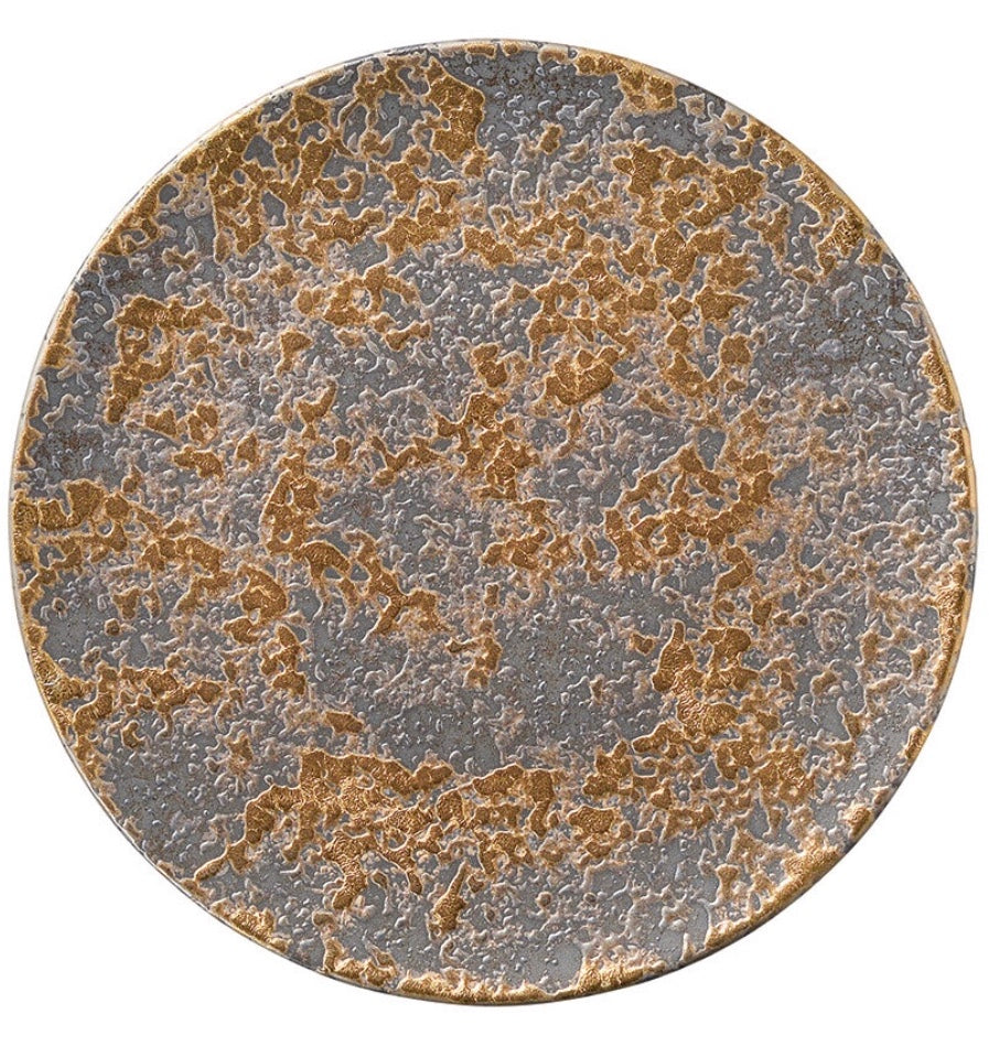 Mino ware Black & Gold Flat Plate Japanese Pottery Tableware (L) #MW-15