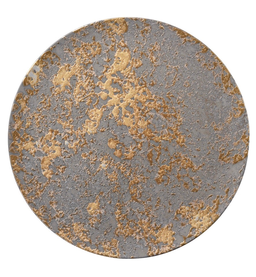 Mino ware Black & Gold Flat Plate Japanese Pottery Tableware (S) #MW-16