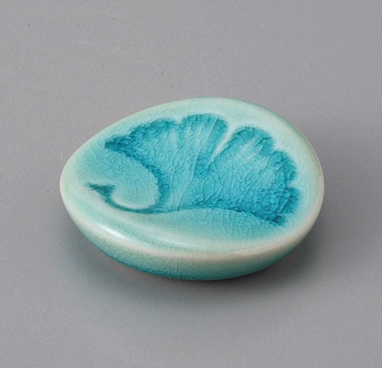 美濃焼 ターコイズブルー 銀杏の葉 箸置き 和食器 陶器 #MW-27