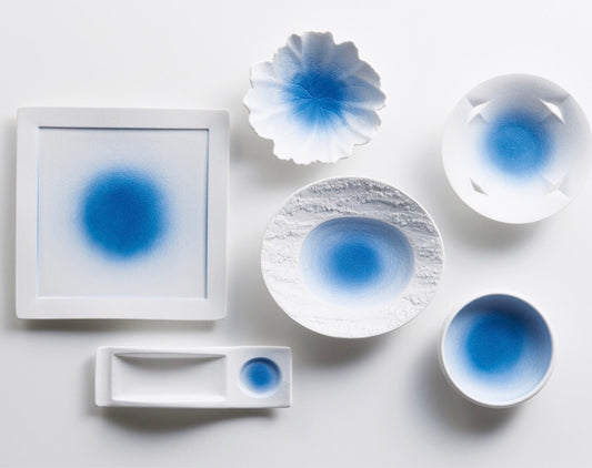 Mino ware Shiraaihuki Japanese Pottery Tableware (7 Plates) #MW-8