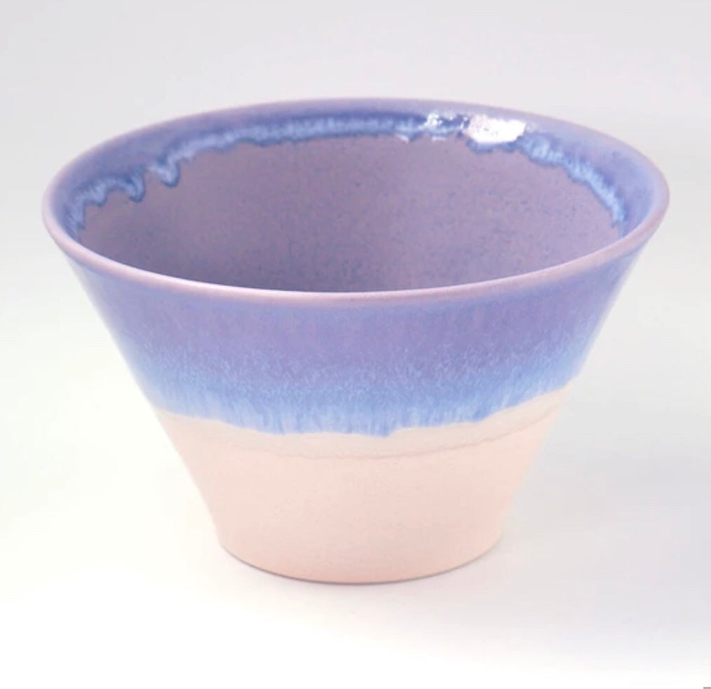 Mino ware Japanese Pottery Tableware Warped Bowl Purple × Pink (M) #MW-30