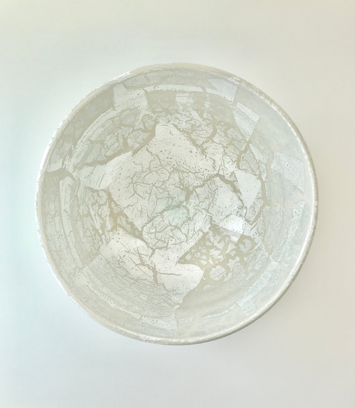 Kutani ware Traditional Artisan by Hiroshi Shibata Silver colored snow green matcha bowl, tea utensils #KW-1