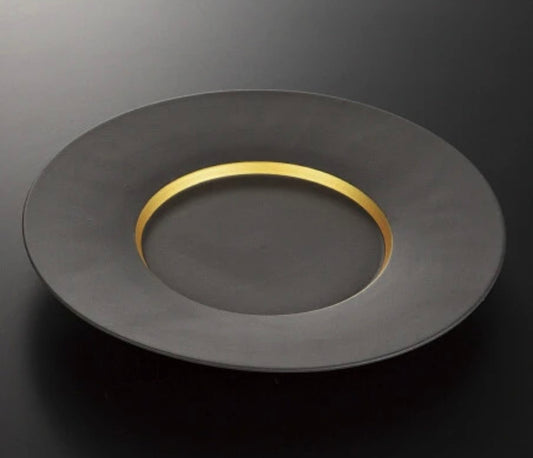 Mino ware  Matte Black & Gold Ring Japanese Pottery Tableware #MW-20